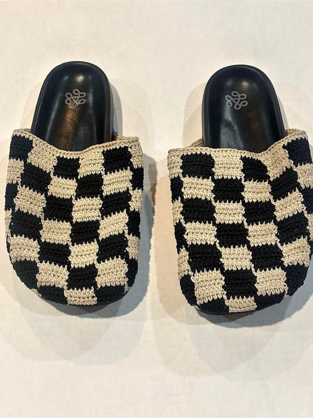 The Sak Bolinas Checkered Print Crochet Clog Black & Cream